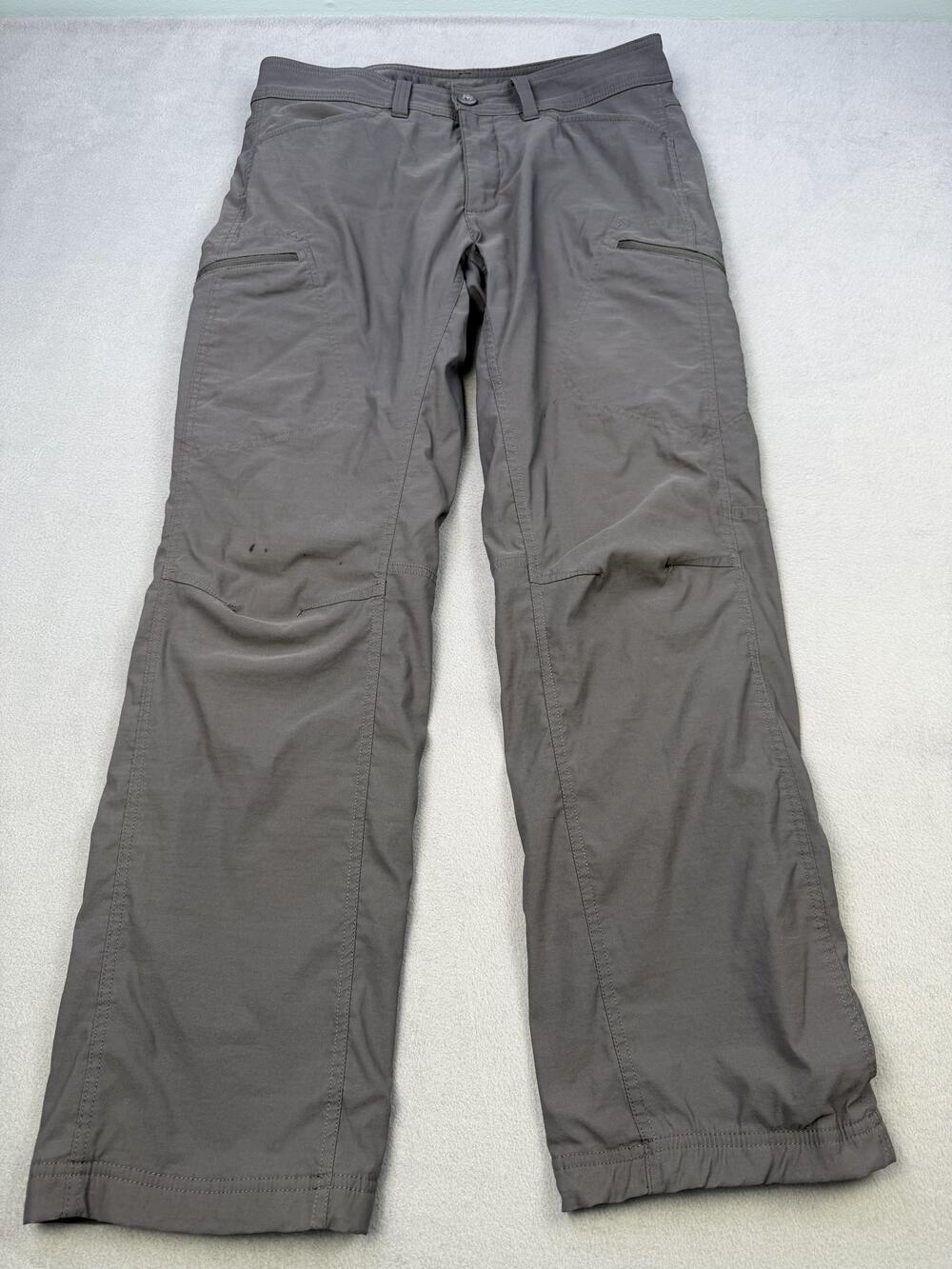 Eddie Bauer First Ascent Pants Mens 34x31 Gray Fleece Lined Softshell Zip Hiking